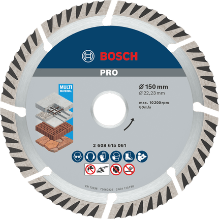 Diamantový řezací kotouč Bosch S4U 150 × 22,23 mm, 1 ks, EN 13236, 2.608.615.062