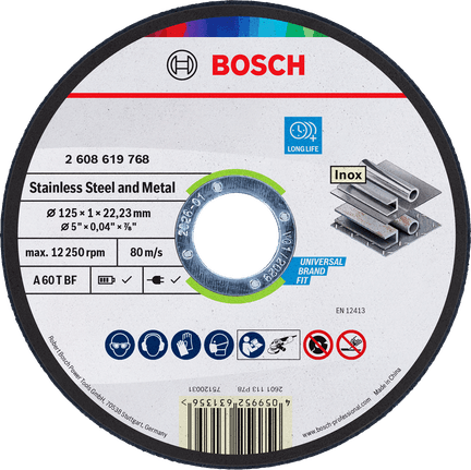 Řezací kotouč BOSCH Standard for Metal 125x1, BOSCH, A60T-BF 2.608.619.768