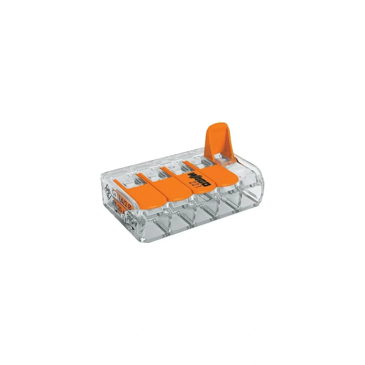 Páková svorka WAGO 221-415, 5 vodičů, 0,2–4 mm²