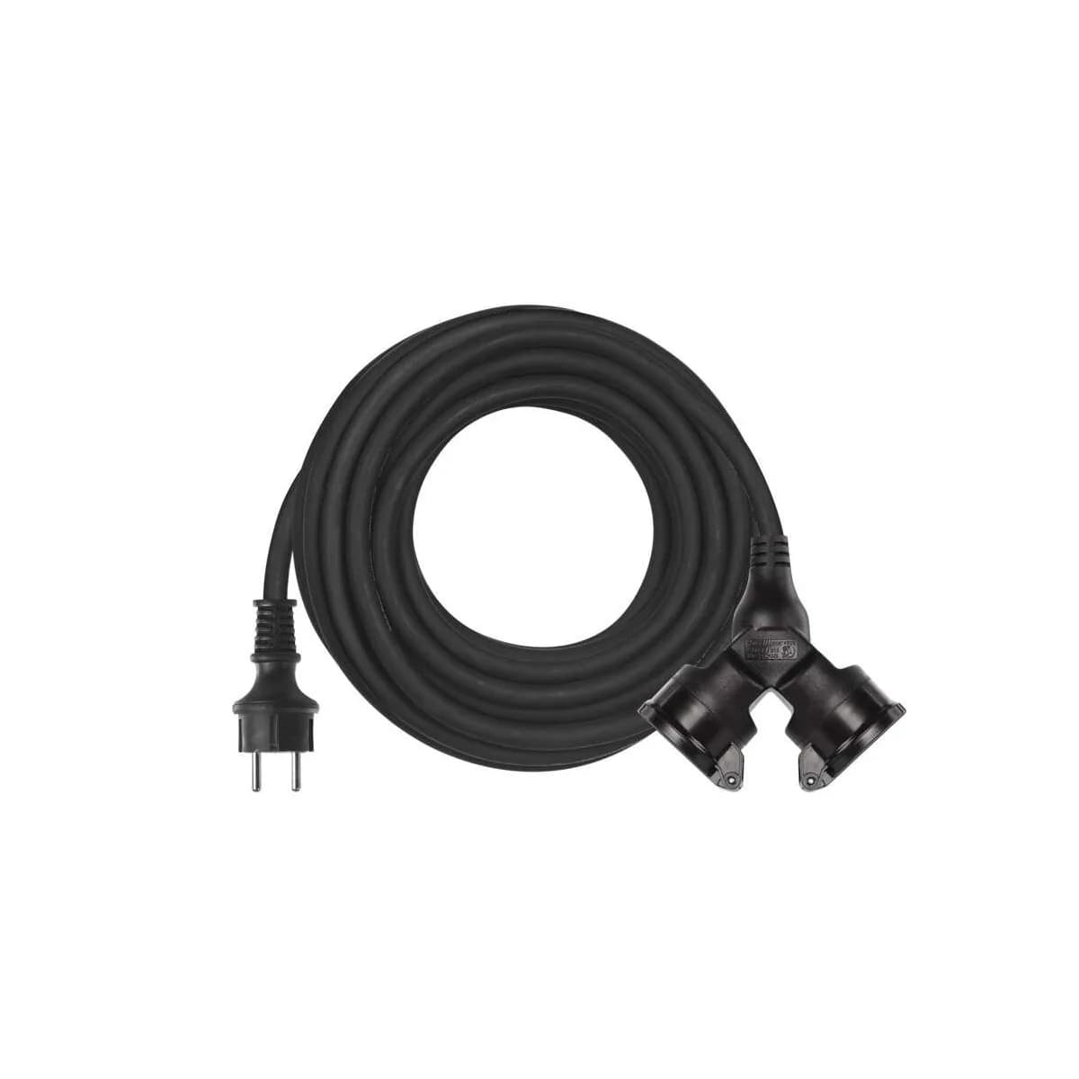 Gumový prodlužovací kabel 15 m, 2 zásuvky, 1,5 mm², IP44